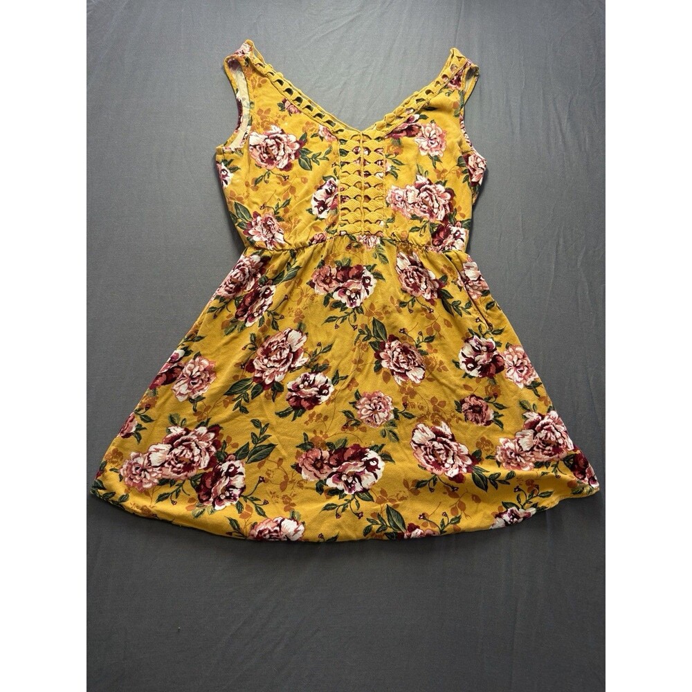 Xhilaration Women's Size Medium Sundress Floral Summer Yellow Flowers